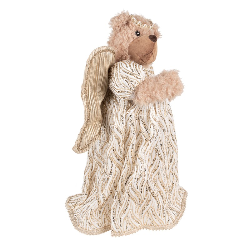 Clayre & Eef Weihnachtsdekoration Bär 40 cm Beige Goldfarbig Stoff