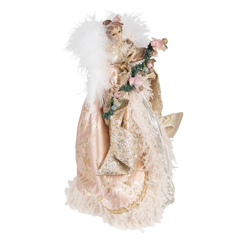 Clayre & Eef Christmas Decoration Angel 35 cm Pink Beige Plastic