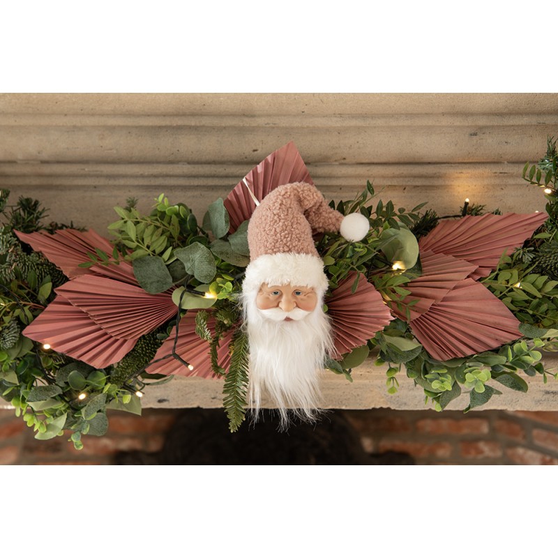 Clayre & Eef Pendant Santa Claus 10x9x28 cm White Plastic
