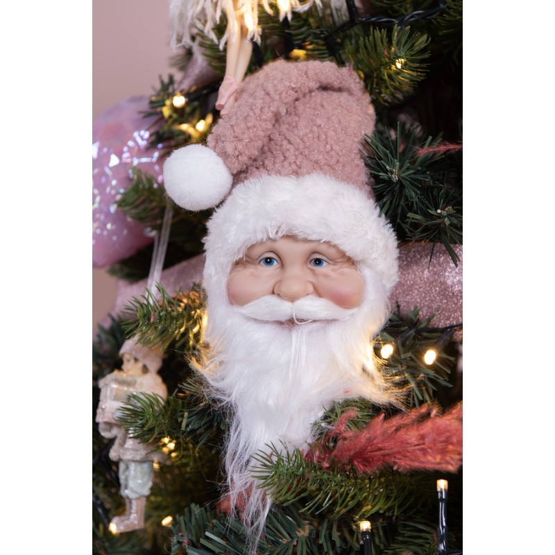 Clayre & Eef Pendant Santa Claus 10x9x28 cm White Plastic