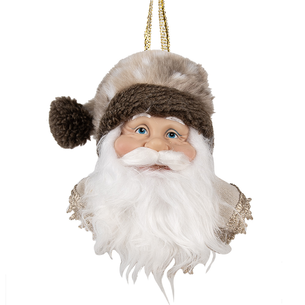 Clayre & Eef Kersthanger Kerstman 10x9x28 cm Bruin Kunststof afbeelding