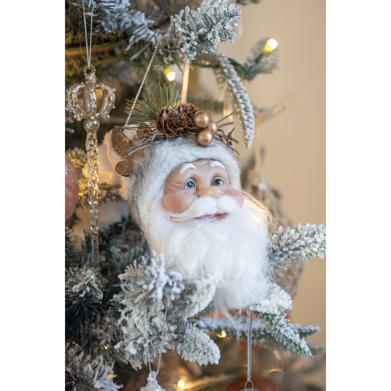 Clayre & Eef Hanger Kerstman 10x9x28 cm Wit Kunststof