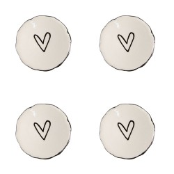 Clayre & Eef Door Knob Set of 4 Ø 4 cm Beige Ceramic Heart