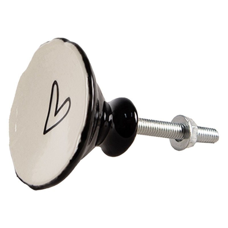 Clayre & Eef Türknauf 4er Set Ø 4 cm Beige Keramik Herz