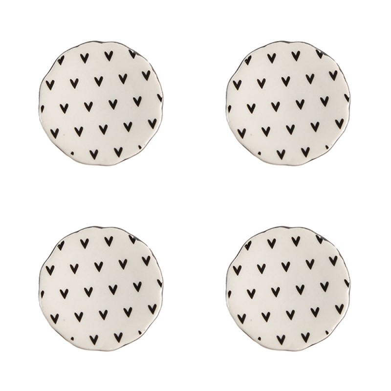 Clayre & Eef Pomello set di 4 Ø 4 cm Beige Ceramica Cuoricini