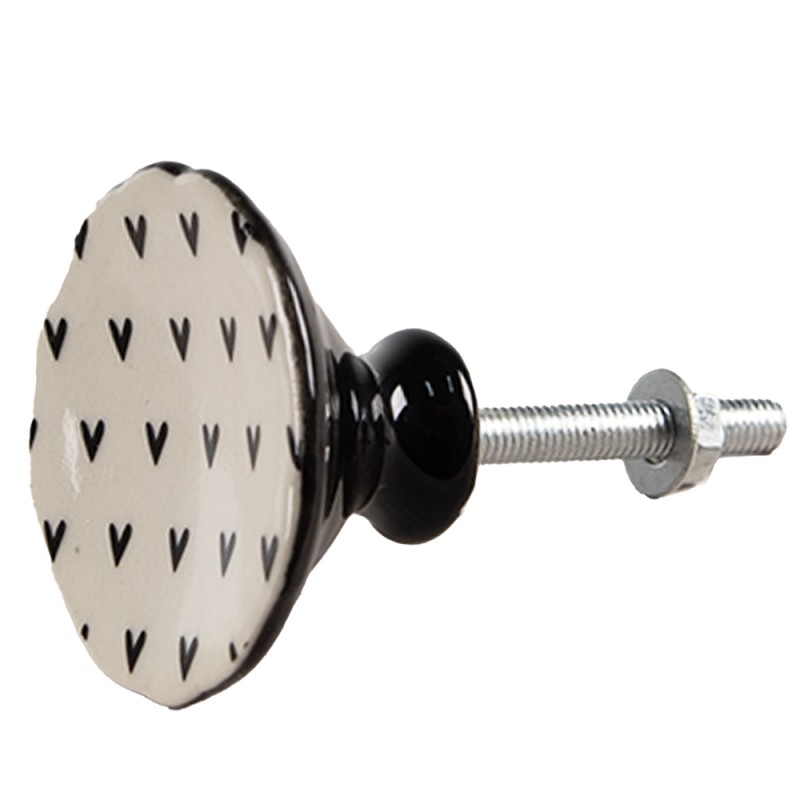Clayre & Eef Pomello set di 4 Ø 4 cm Beige Ceramica Cuoricini