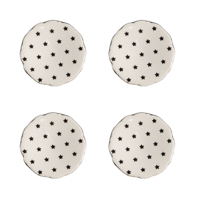 Clayre & Eef Door Knob Set of 4 Ø 4 cm Beige Ceramic Stars
