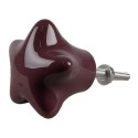 Clayre & Eef Door Knob Set of 4 Star Ø 4 cm Purple Ceramic