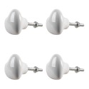 Clayre & Eef Door Knob Set of 4 Heart Ø 4 cm White Ceramic