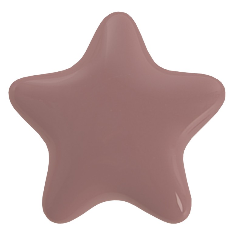 Clayre & Eef Poignée de porte set de 4 Étoile Ø 4 cm Rose Céramique