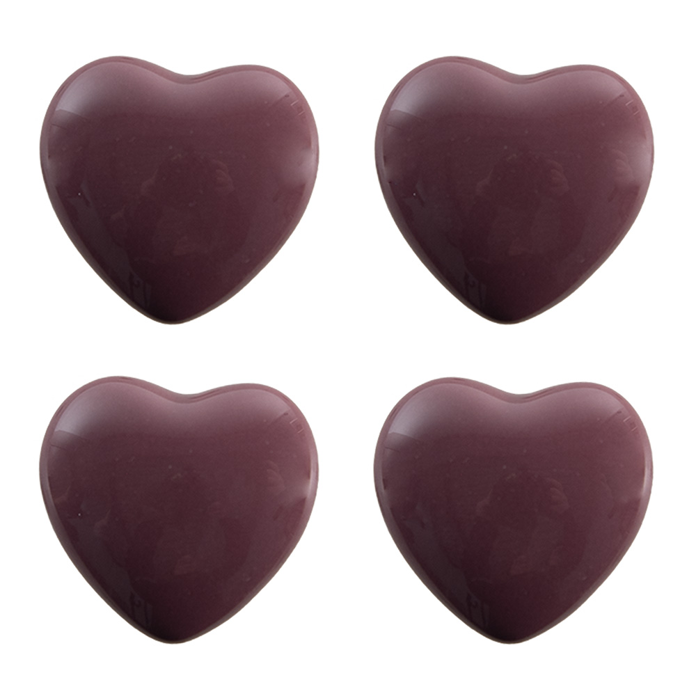 Clayre & Eef Deurknop Set van 4 Hart Ø 4 cm Paars Keramiek afbeelding 1