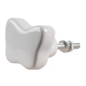 Clayre & Eef Door Knob Set of 4 Butterfly 4x3 cm White Ceramic