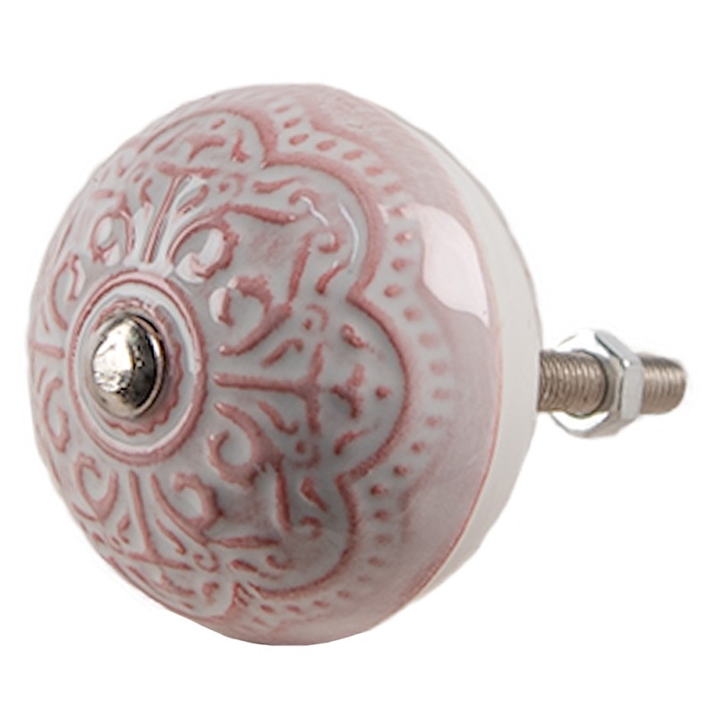 Clayre & Eef Deurknop Set van 4  Ø 4 cm Roze Keramiek