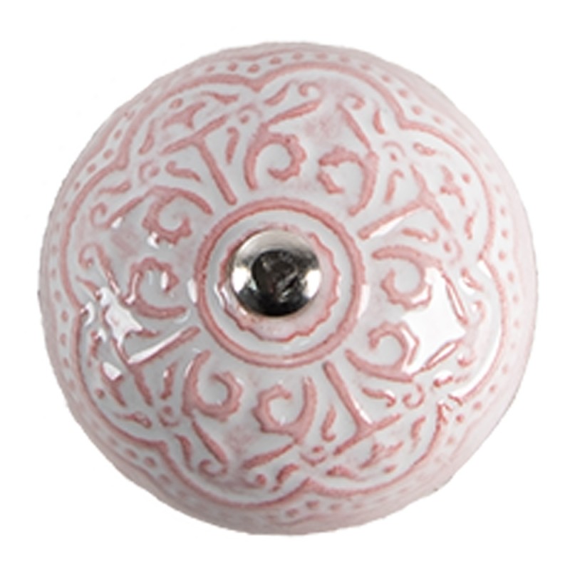 Clayre & Eef Deurknop Set van 4  Ø 4 cm Roze Keramiek
