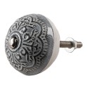 Clayre & Eef Deurknop Set van 4  Ø 4 cm Grijs Keramiek
