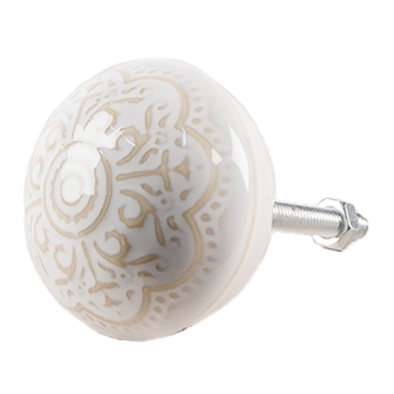 Clayre & Eef Poignée de porte set de 4 Ø 4 cm Beige Céramique