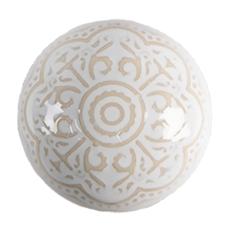 Clayre & Eef Poignée de porte set de 4 Ø 4 cm Beige Céramique