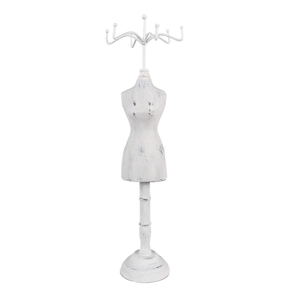 Clayre&Eef Sieraden Standaard 12x12x39 cm Wit Hout afbeelding