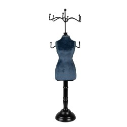 Clayre & Eef Jewelry stand 12x12x39 cm Turquoise Wood Iron