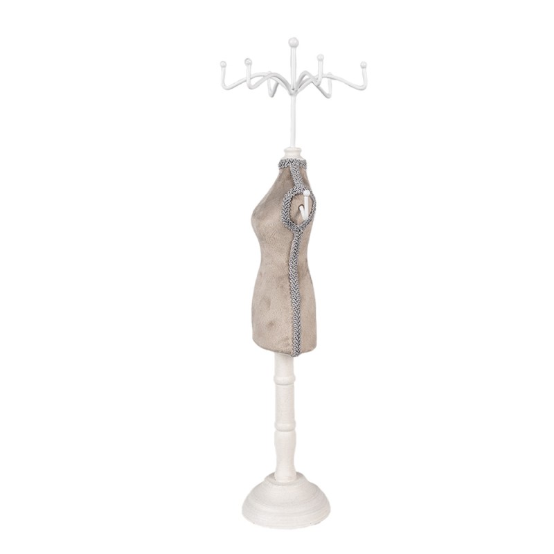 Clayre & Eef Sieraden Standaard  12x12x39 cm Beige Wit Hout IJzer