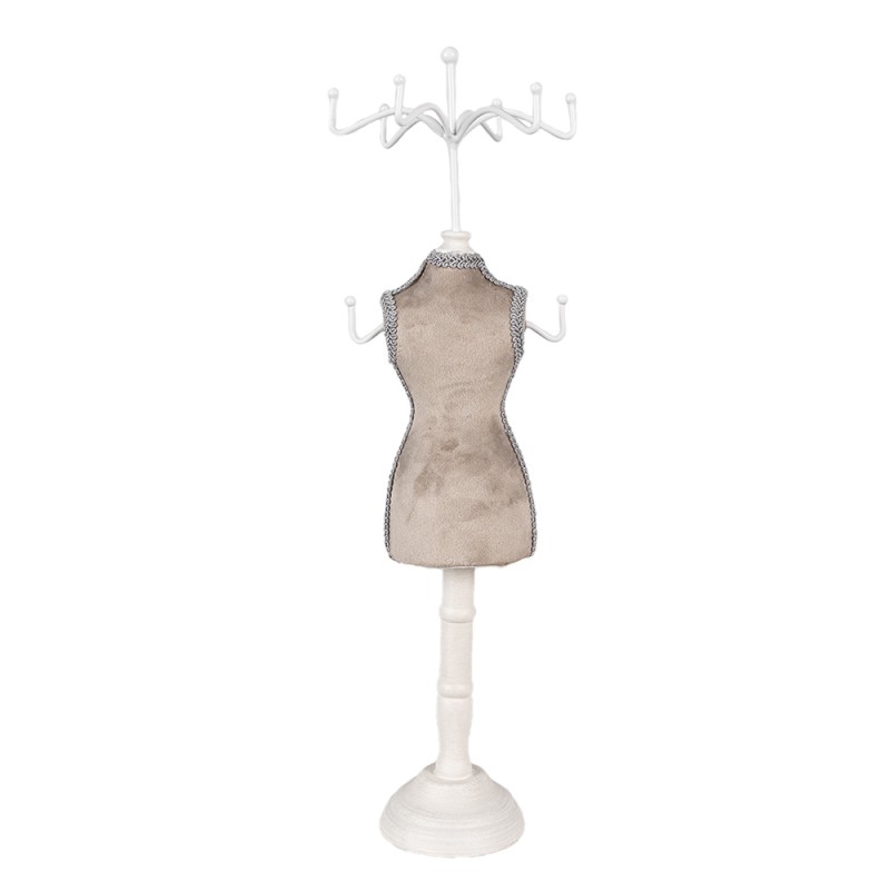 Clayre & Eef Sieraden Standaard  12x12x39 cm Beige Wit Hout IJzer