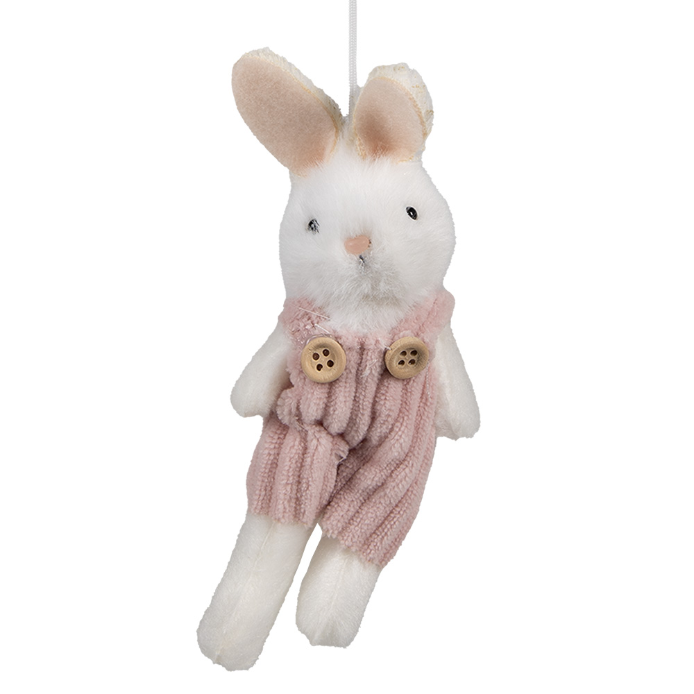Clayre&Eef Paashanger Konijn 14 cm Wit Synthetisch afbeelding