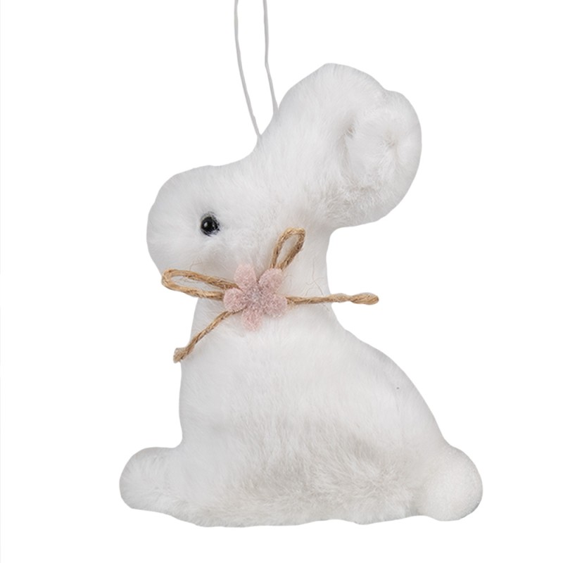 Clayre & Eef Easter Pendant Rabbit 10 cm White Cotton