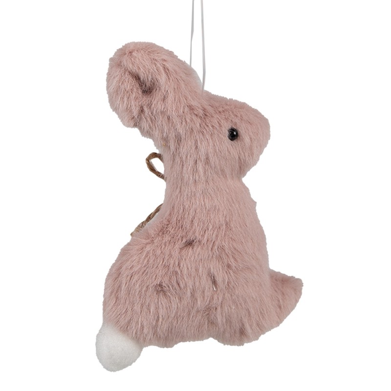 Clayre & Eef Easter Pendant Rabbit 10 cm Pink Cotton