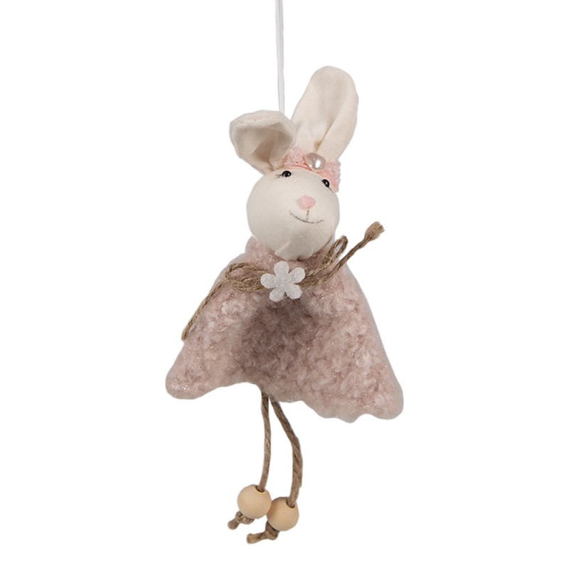 Clayre & Eef Ciondolo di Pasqua Coniglio 16 cm Rosa Cotone