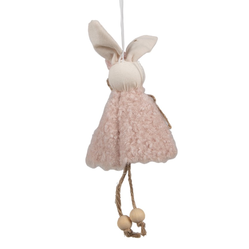 Clayre & Eef Ciondolo di Pasqua Coniglio 16 cm Rosa Cotone