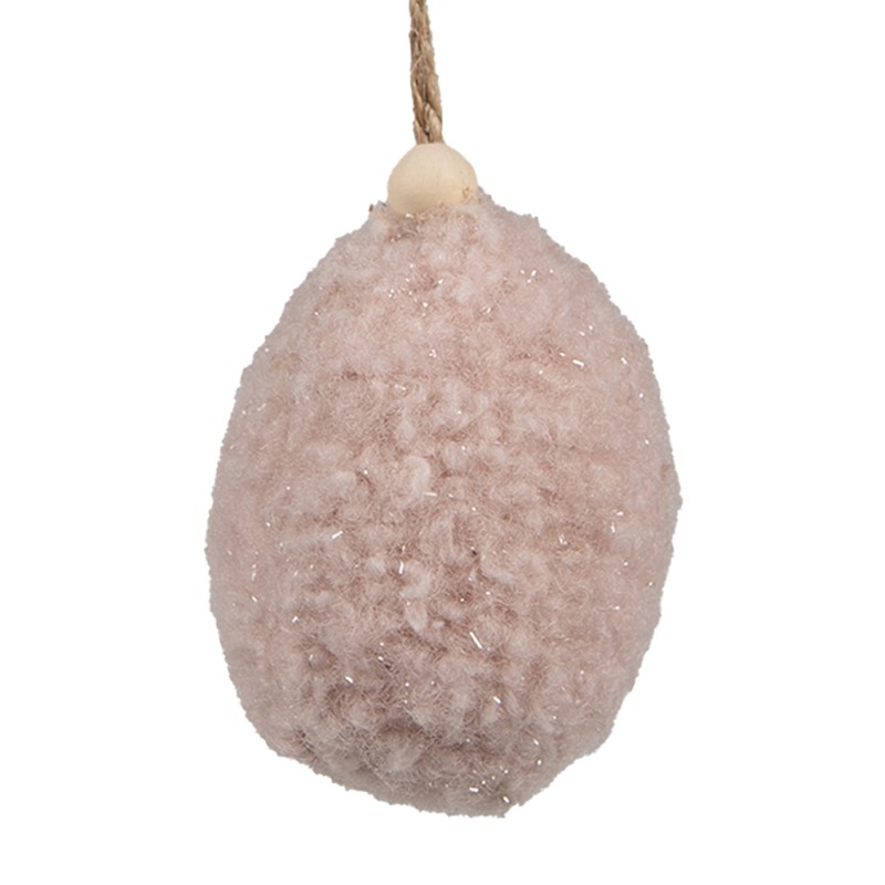 Clayre & Eef Ciondolo di Pasqua Uovo 7 cm Rosa Tessuto