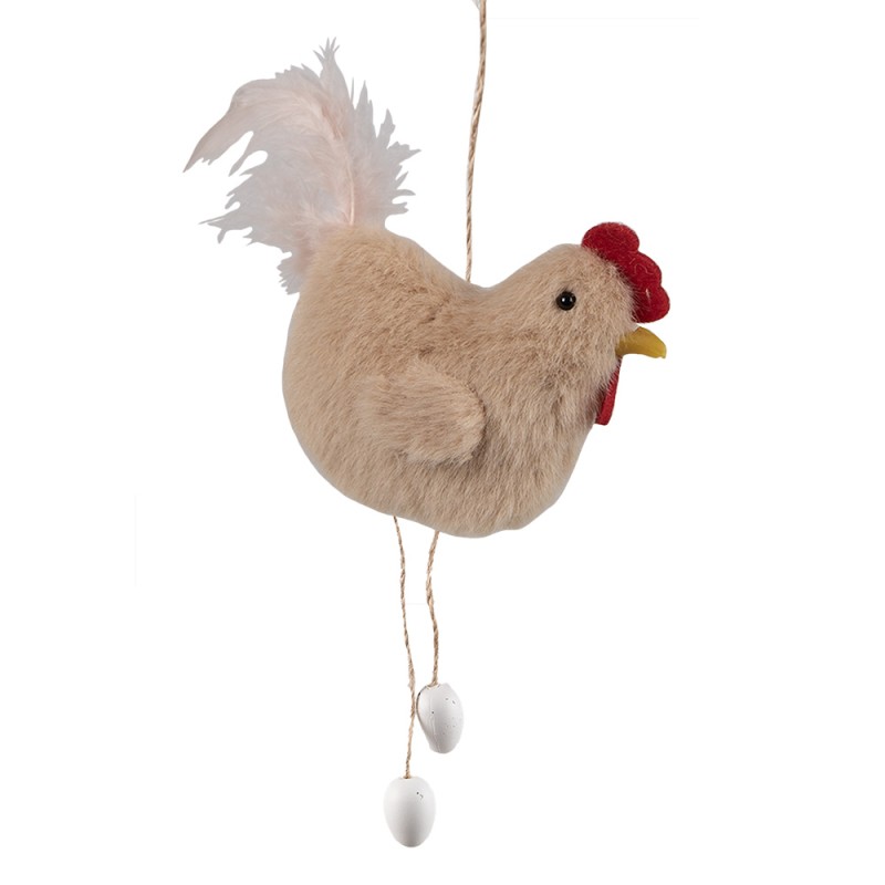 Clayre & Eef Osteranhänger Huhn 18 cm Braun Stoff