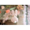 Clayre & Eef Easter Pendant Rabbit 11 cm Pink Fabric