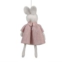 Clayre & Eef Pendentif de Pâques Lapin 13 cm Rose Tissu