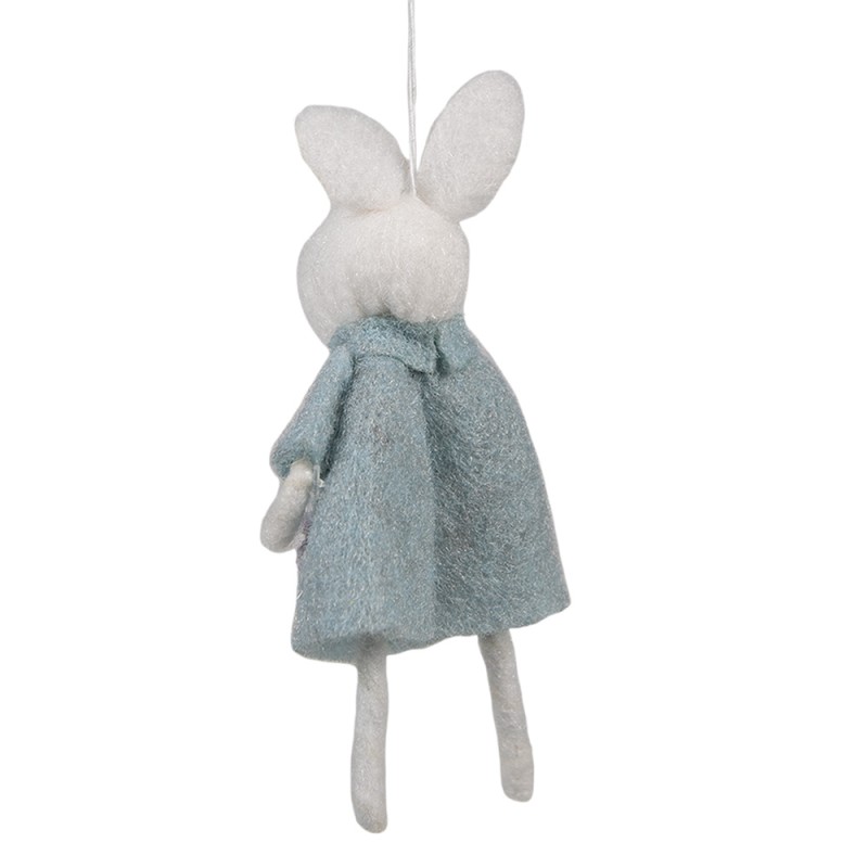 Clayre & Eef Paashanger Konijn 13 cm Blauw Stof