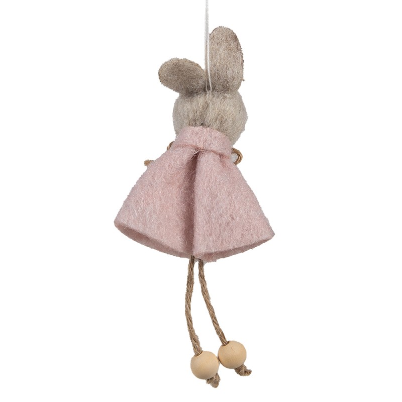 Clayre & Eef Easter Pendant Rabbit 13 cm Pink Fabric