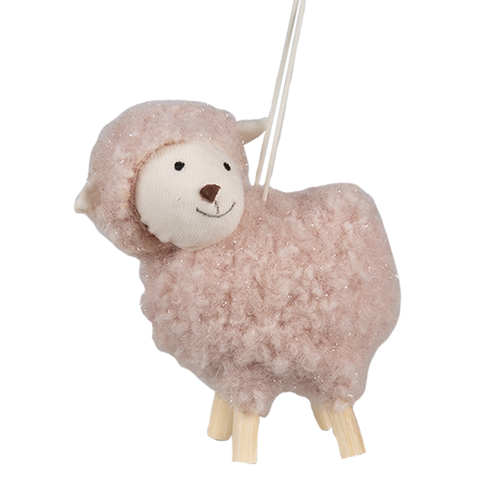 Clayre&Eef Paashanger Schaap 8 cm Roze Synthetisch afbeelding