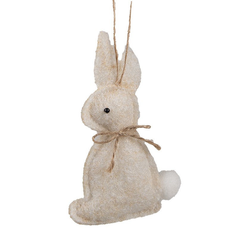 Clayre & Eef Easter Pendant Rabbit 10 cm Beige Cotton