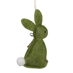Clayre & Eef Ciondolo di Pasqua Coniglio 10 cm Verde Cotone