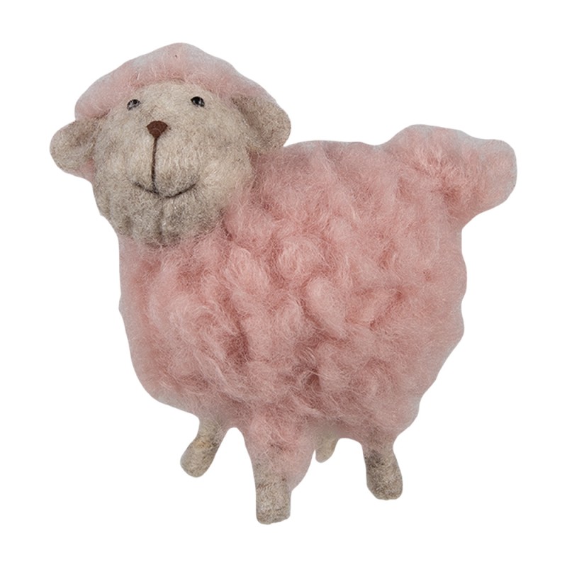 Clayre & Eef Decorative Figurine Sheep 14 cm Pink Synthetic