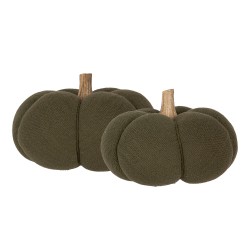 Clayre & Eef Decorazione Zucca Ø 15x12 cm Verde Tessuto