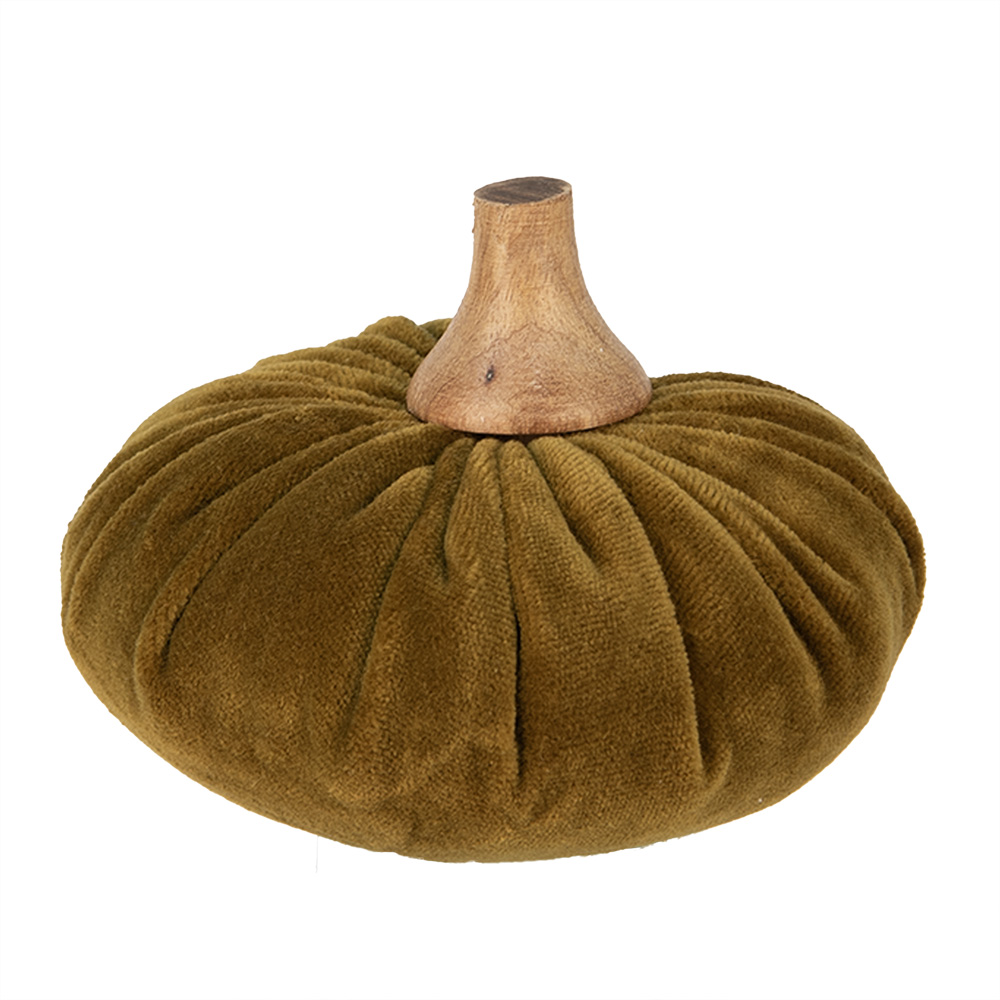 Clayre & Eef Decoratie Pompoen Ø 12x10 cm Groen Polyester afbeelding