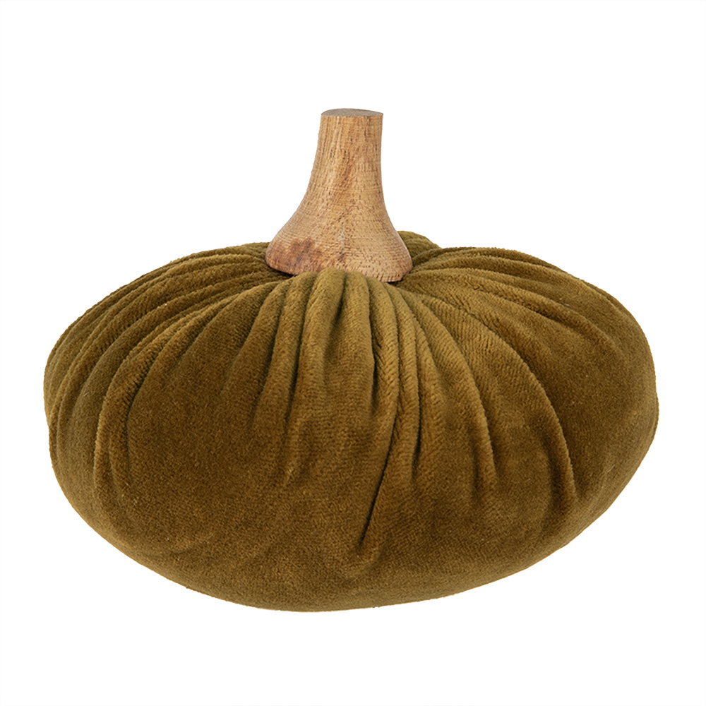 Clayre&Eef Decoratie PompoenØ 15x12 cm Groen Polyester afbeelding