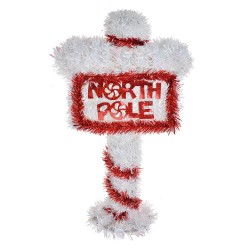 Clayre & Eef Cartello Natale Segno 20x5x36 cm Rosso Bianco Plastica