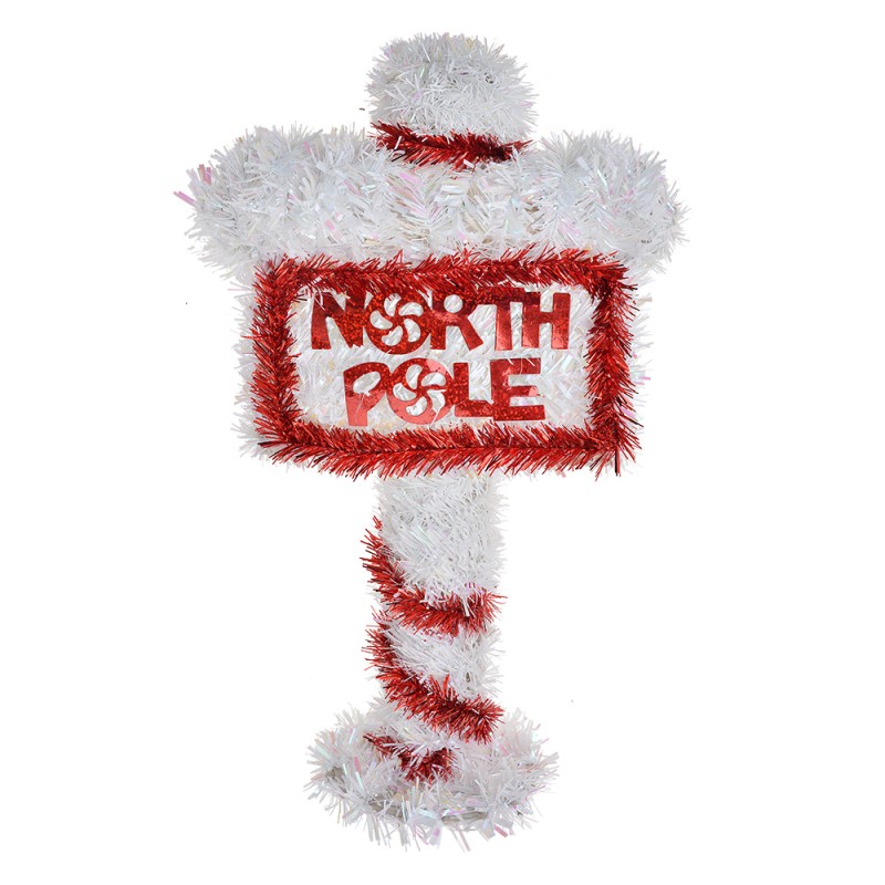 Clayre & Eef Cartello Natale Segno 20x5x36 cm Rosso Bianco Plastica