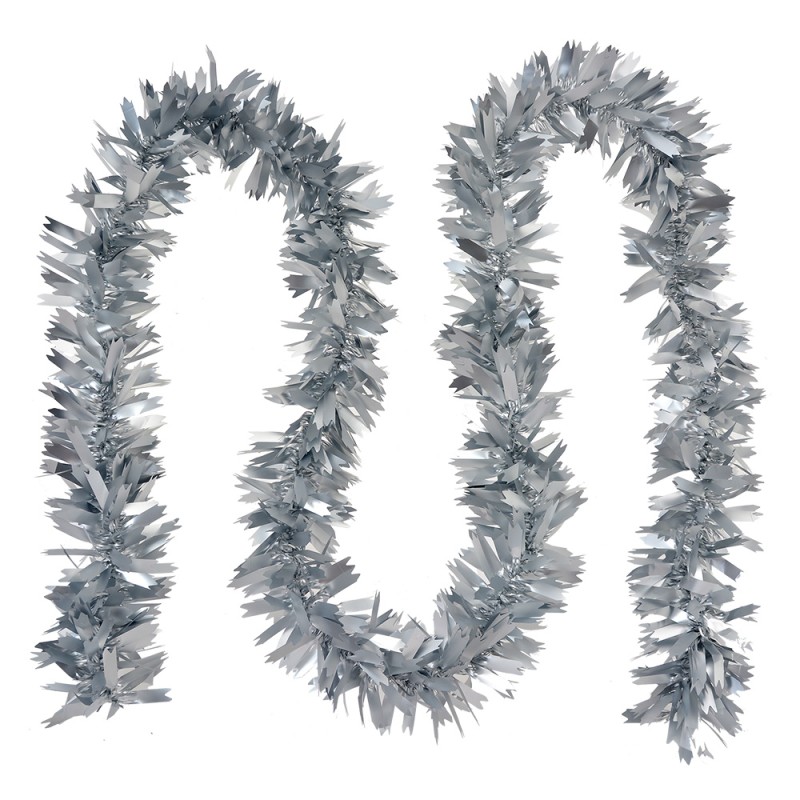 Clayre & Eef Ghirlanda di Natale 200 cm Color argento Plastica