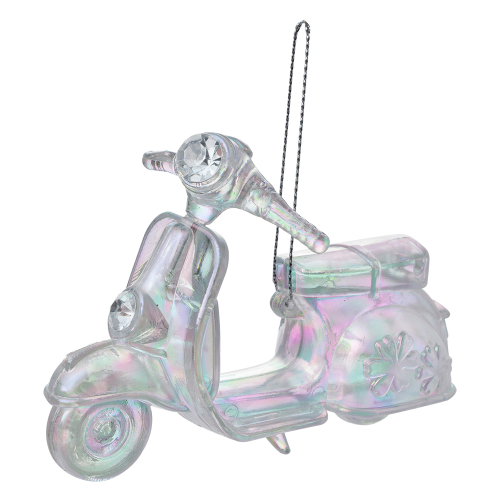 Clayre & Eef Kersthanger Scooter 12 cm Zilverkleurig Kunststof afbeelding 1