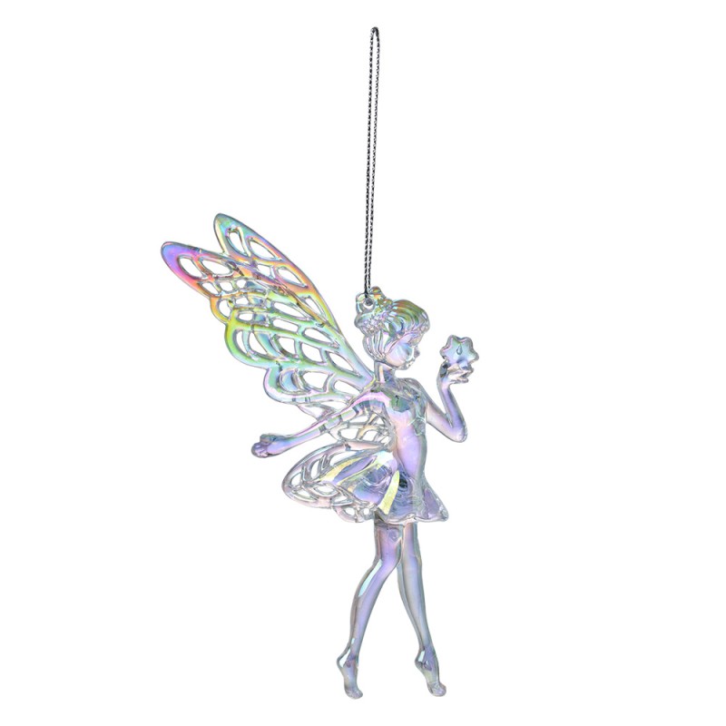 Clayre & Eef Ornamento Natalizio Fata 15 cm Color argento Plastica