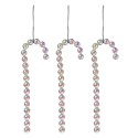 Clayre & Eef Ornement de Noël set de 3 Canne en sucre d'orge 14 cm Couleur argent Plastique