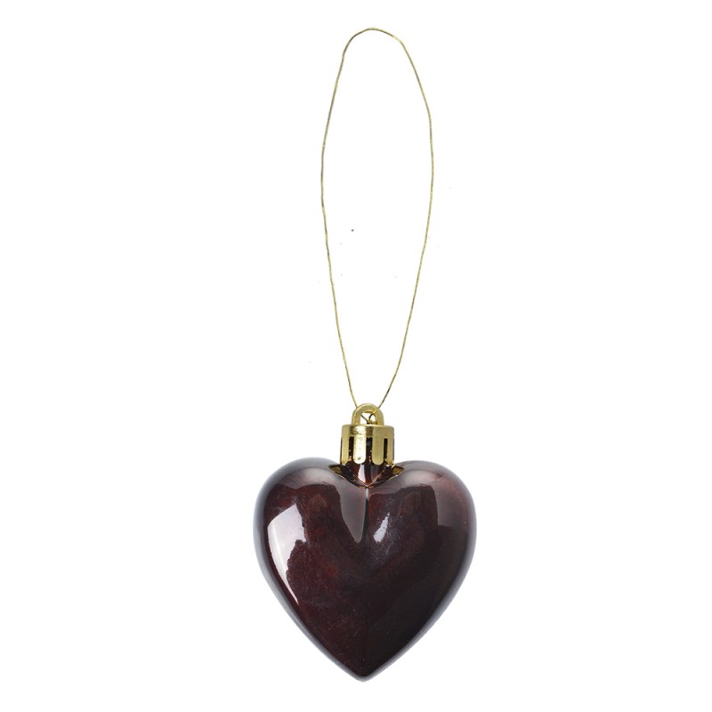 Clayre & Eef Palla di natale set di 8 Cuore 5 cm Multicolore Plastica A forma di cuore